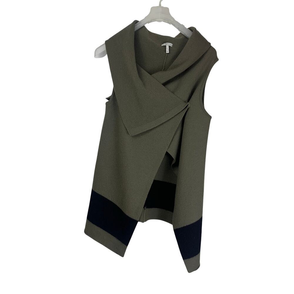 Joie Ligiere Taupe Olive Green Wool Draped Vest Size S Minimalist Layering